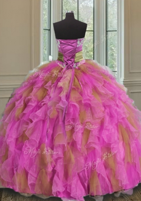 Hot Sale Floor Length Multi-color 15 Quinceanera Dress Sweetheart Sleeveless Lace Up