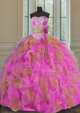 Hot Sale Floor Length Multi-color 15 Quinceanera Dress Sweetheart Sleeveless Lace Up