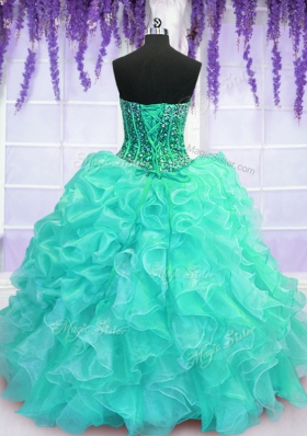 Beauteous Sweetheart Sleeveless Organza Quinceanera Dress Beading and Ruffles Lace Up