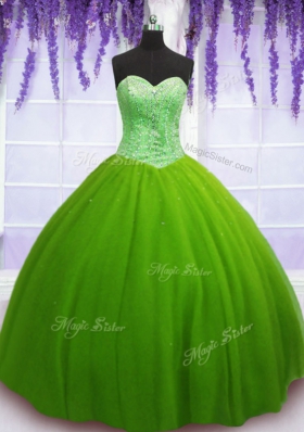 Exquisite Sweetheart Sleeveless Lace Up Quinceanera Gown Tulle