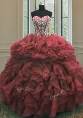 Pink Quinceanera Dresses Military Ball and Sweet 16 and Quinceanera and For with Beading and Ruffles Sweetheart Sleeveless Lace Up