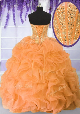 Sleeveless Beading and Ruffles Lace Up Sweet 16 Dress