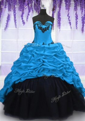Sleeveless Sweep Train Appliques and Pick Ups Lace Up Sweet 16 Dresses