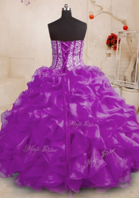 Sleeveless Beading and Ruffles Lace Up Quinceanera Dresses