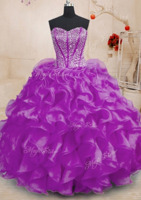Sleeveless Beading and Ruffles Lace Up Quinceanera Dresses