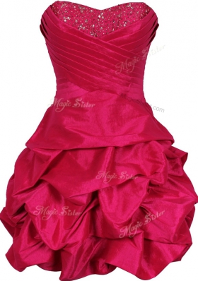 Glittering Hot Pink Sweetheart Lace Up Ruching Sleeveless