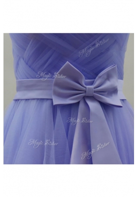 Lavender Prom Party Dress Prom and For with Sashes|ribbons Sweetheart Sleeveless Zipper