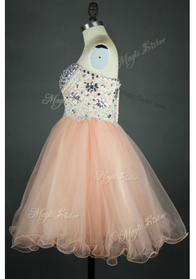 Stunning Peach Sleeveless Sashes|ribbons Knee Length Evening Dress