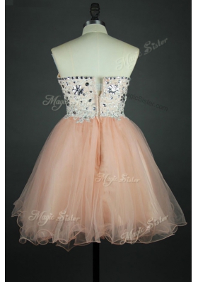 Stunning Peach Sleeveless Sashes|ribbons Knee Length Evening Dress