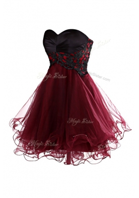 Best Burgundy Prom Evening Gown Prom and Party and For with Lace Sweetheart Sleeveless Zipper