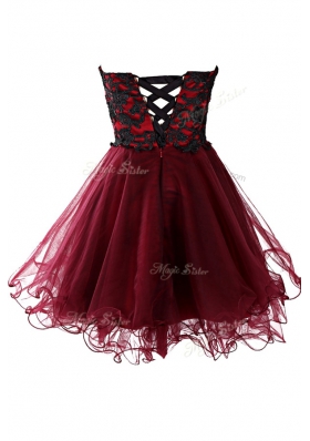 Best Burgundy Prom Evening Gown Prom and Party and For with Lace Sweetheart Sleeveless Zipper