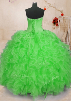 Captivating Ball Gowns Ball Gown Prom Dress Sweetheart Organza Sleeveless Floor Length Lace Up