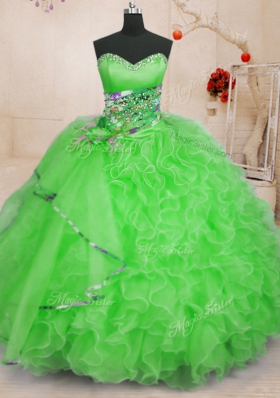 Captivating Ball Gowns Ball Gown Prom Dress Sweetheart Organza Sleeveless Floor Length Lace Up