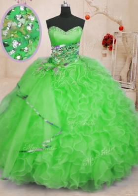 Captivating Ball Gowns Ball Gown Prom Dress Sweetheart Organza Sleeveless Floor Length Lace Up
