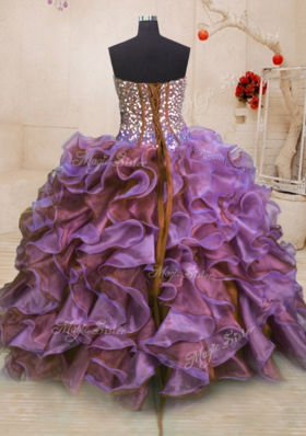 Custom Design Multi-color Sleeveless Organza Lace Up 15 Quinceanera Dress for Military Ball and Sweet 16 and Quinceanera