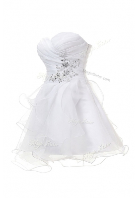 Great Sweetheart Sleeveless Criss Cross Homecoming Dress White Tulle