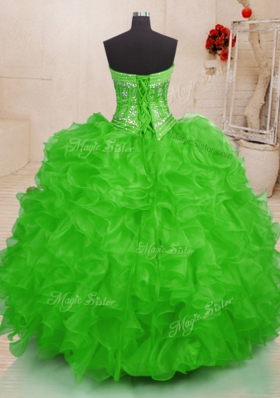 Hot Sale Sleeveless Beading and Ruffles Lace Up Quinceanera Dress