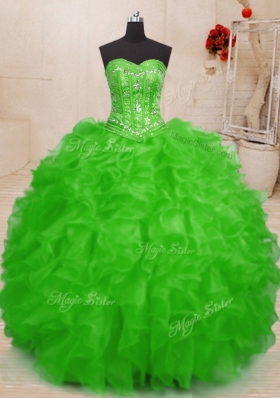 Hot Sale Sleeveless Beading and Ruffles Lace Up Quinceanera Dress