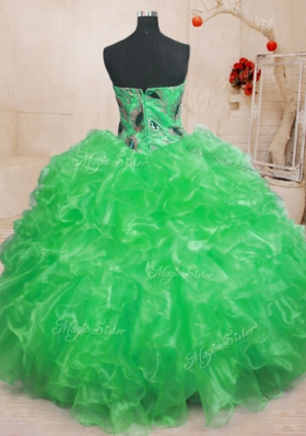 Sleeveless Beading and Appliques and Ruffles Zipper Sweet 16 Dress