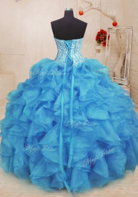 Sleeveless Beading and Ruffles Lace Up Vestidos de Quinceanera
