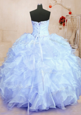Ball Gowns Ball Gown Prom Dress Lavender Sweetheart Organza Sleeveless Floor Length Lace Up