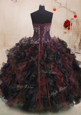 Customized Multi-color Quinceanera Gowns Military Ball and Sweet 16 and Quinceanera and For with Beading and Ruffles Strapless Sleeveless Lace Up