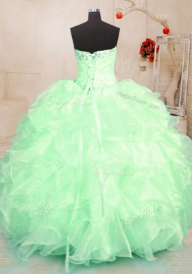 Dramatic Organza Sleeveless Floor Length Quinceanera Dresses and Beading and Ruffles