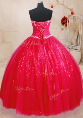 Fine Red Quince Ball Gowns Military Ball and Sweet 16 and Quinceanera and For with Beading Sweetheart Sleeveless Lace Up