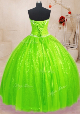Great Floor Length Quince Ball Gowns Sweetheart Sleeveless Lace Up