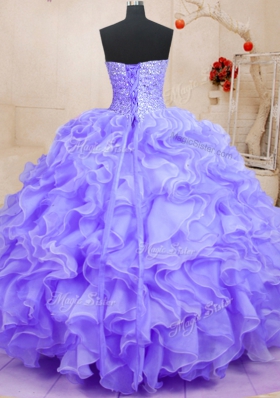 Most Popular Organza Sleeveless Floor Length Quinceanera Dresses and Beading and Ruffles