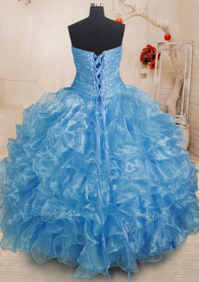 New Arrival Sleeveless Beading and Ruffles Lace Up Sweet 16 Dresses