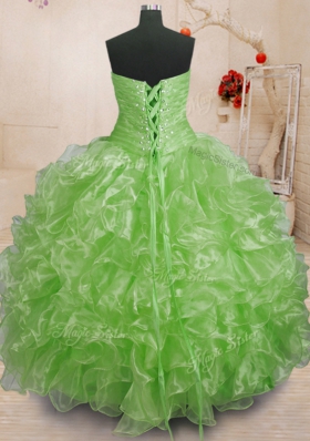 Sleeveless Beading and Ruffles Floor Length Sweet 16 Dress