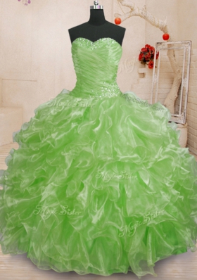 Sleeveless Beading and Ruffles Floor Length Sweet 16 Dress