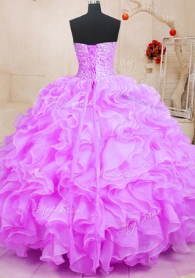 Sleeveless Lace Up Floor Length Beading and Ruffles Sweet 16 Dresses