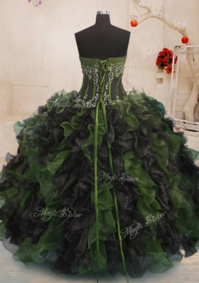 Smart Floor Length Multi-color 15 Quinceanera Dress Organza Sleeveless Beading and Ruffles