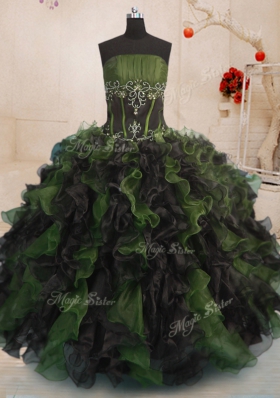 Smart Floor Length Multi-color 15 Quinceanera Dress Organza Sleeveless Beading and Ruffles