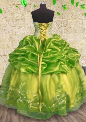 Edgy Floor Length Ball Gowns Sleeveless Olive Green 15 Quinceanera Dress Lace Up