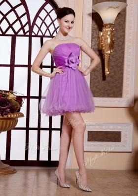 Excellent Mini Length Lilac Prom Party Dress Strapless Sleeveless Zipper