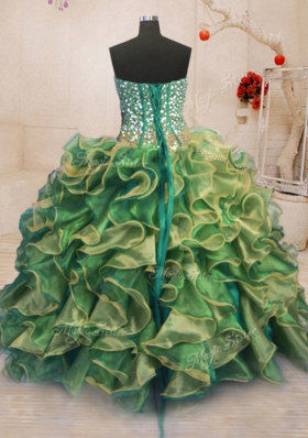 Modern Multi-color Sleeveless Beading and Ruffles Floor Length Sweet 16 Quinceanera Dress