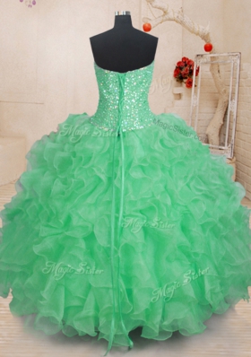 Sleeveless Lace Up Floor Length Beading and Ruffles Quince Ball Gowns
