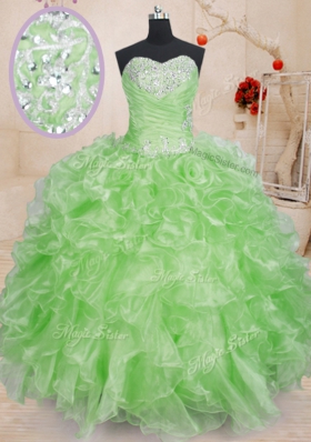 Sweetheart Sleeveless Lace Up Quinceanera Gowns Organza