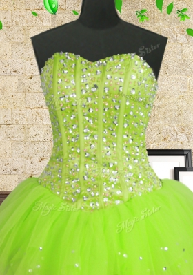 Tulle Sweetheart Sleeveless Lace Up Beading and Ruffles and Sequins Quinceanera Dresses in Multi-color
