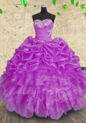 Charming Sweetheart Sleeveless Organza Quinceanera Dresses Beading and Appliques and Ruffles and Ruching Lace Up