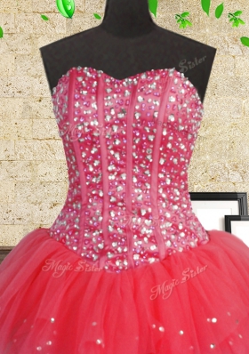 Floor Length Multi-color Quinceanera Gown Tulle Sleeveless Beading and Ruffles and Ruffled Layers