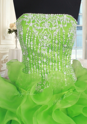 Modern Lace Up Quince Ball Gowns Beading and Ruffles Sleeveless Floor Length