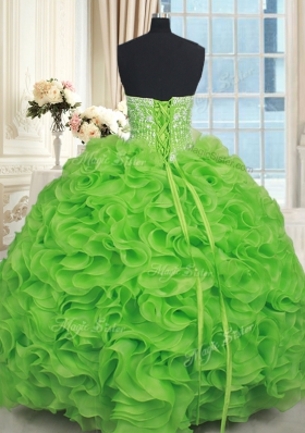 Modern Lace Up Quince Ball Gowns Beading and Ruffles Sleeveless Floor Length