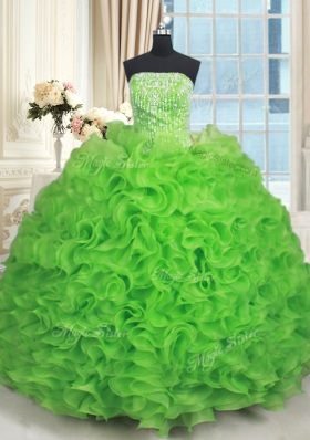 Modern Lace Up Quince Ball Gowns Beading and Ruffles Sleeveless Floor Length