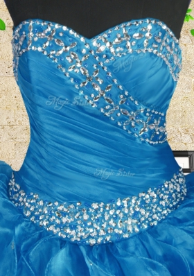 Most Popular Floor Length Ball Gowns Sleeveless Baby Blue Sweet 16 Quinceanera Dress Lace Up