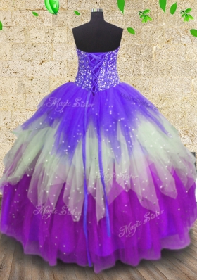 Multi-color Lace Up 15th Birthday Dress Sequins Sleeveless Floor Length