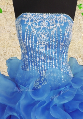 Noble Floor Length Lace Up Quinceanera Dresses Royal Blue and In for Military Ball and Sweet 16 and Quinceanera with Beading and Ruffles